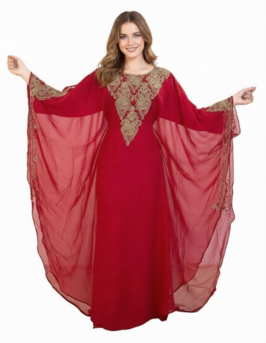 Elegante abito rosso dubai - rosso,
